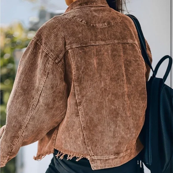 Women's Tan Corduroy Jacket pocketed - Picture 2 of 2